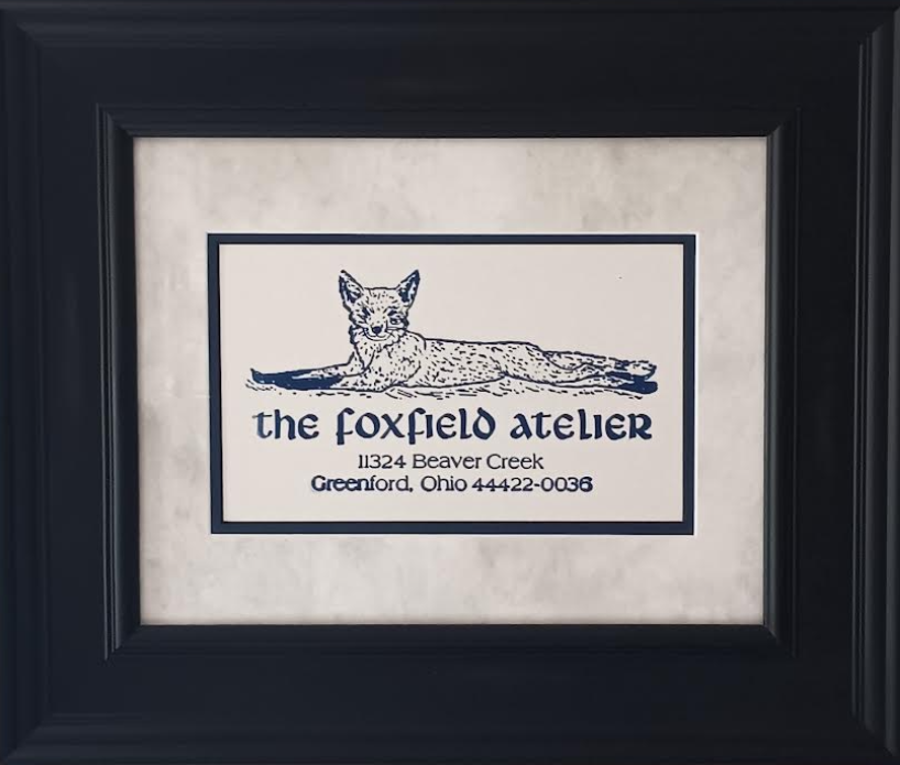 The Foxfield Atelier — original studio brand plate